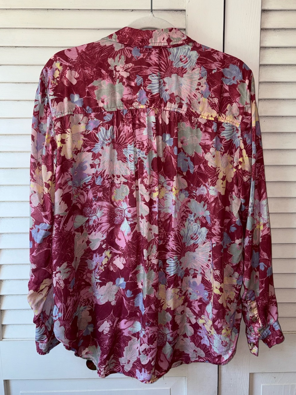 Anthropologie Pilcro Floral Button Down Blouse Oversized Pink Modal Top M - Picture 5 of 7